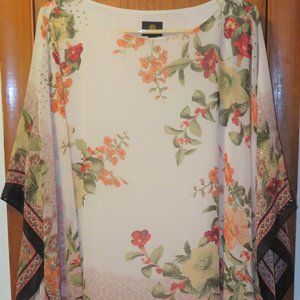 JM Designer Floral Orange & Peach Beige Background with Accents